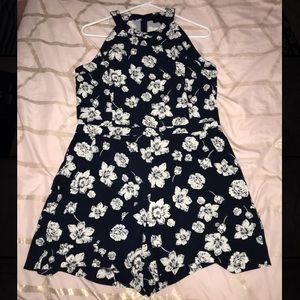 Ann Taylor floral Navy Romper